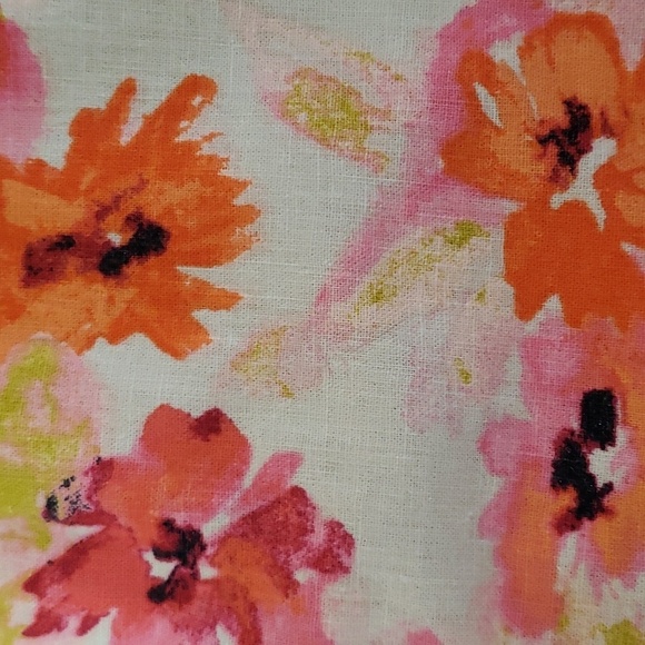 Loft, Ann Taylor. Colorful Pink/Orange Poppies Linen Look Material. Size 8 NWOT - Picture 2 of 16